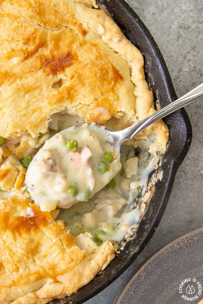 close-up shot of a spoon in a skillet