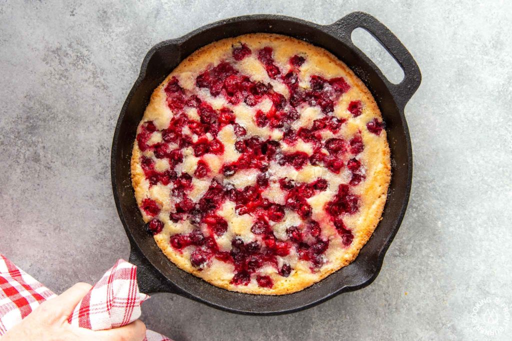 cranberry skillet bread out of the oven