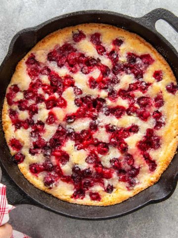 cranberry bread in a skillet baked