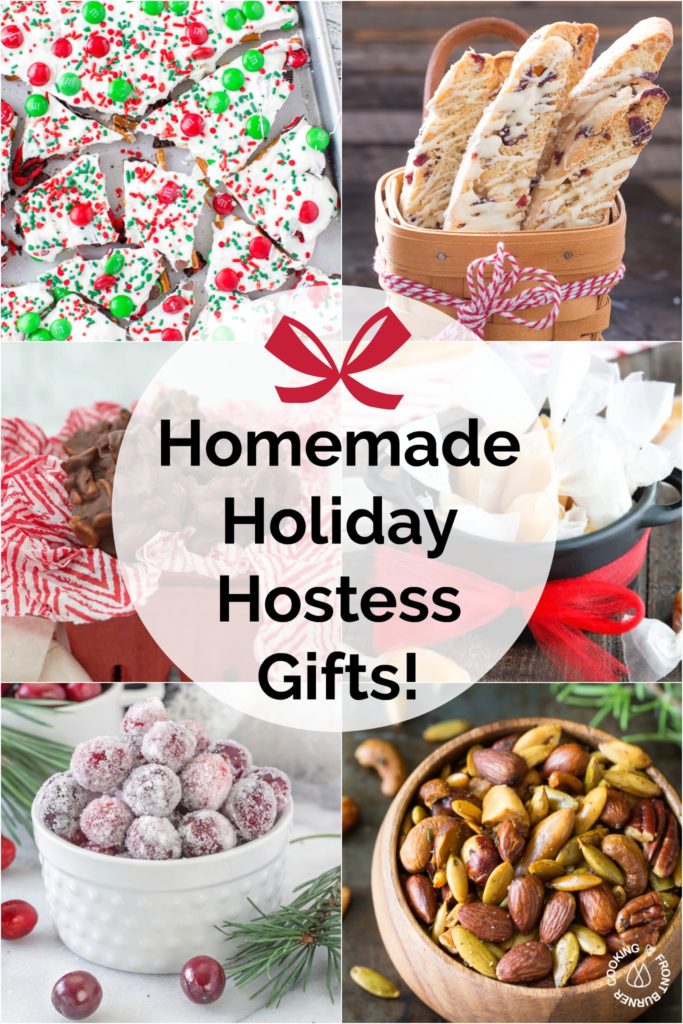 collage of holiday hostess gifts