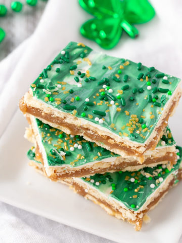 st patrick club cracker bars on a plate