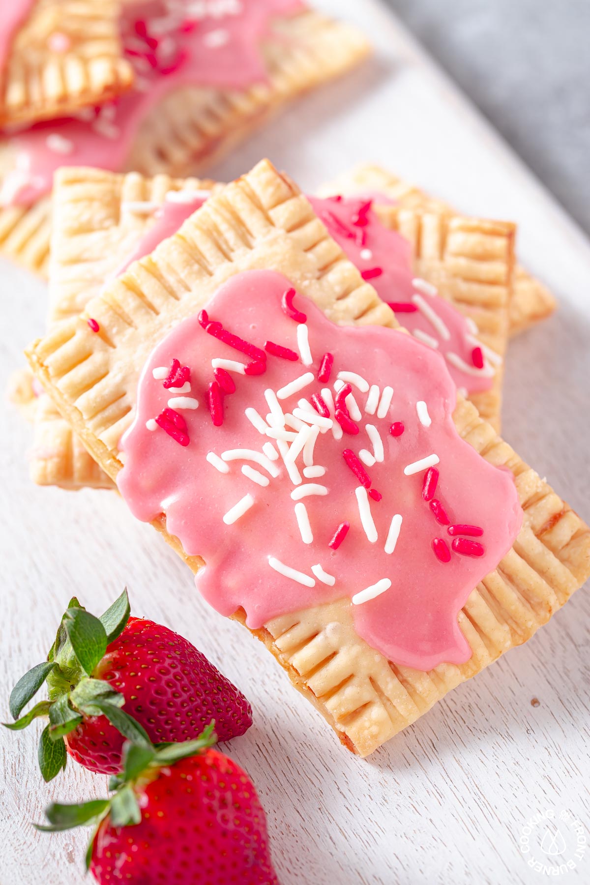 pop tarts stacked on a board