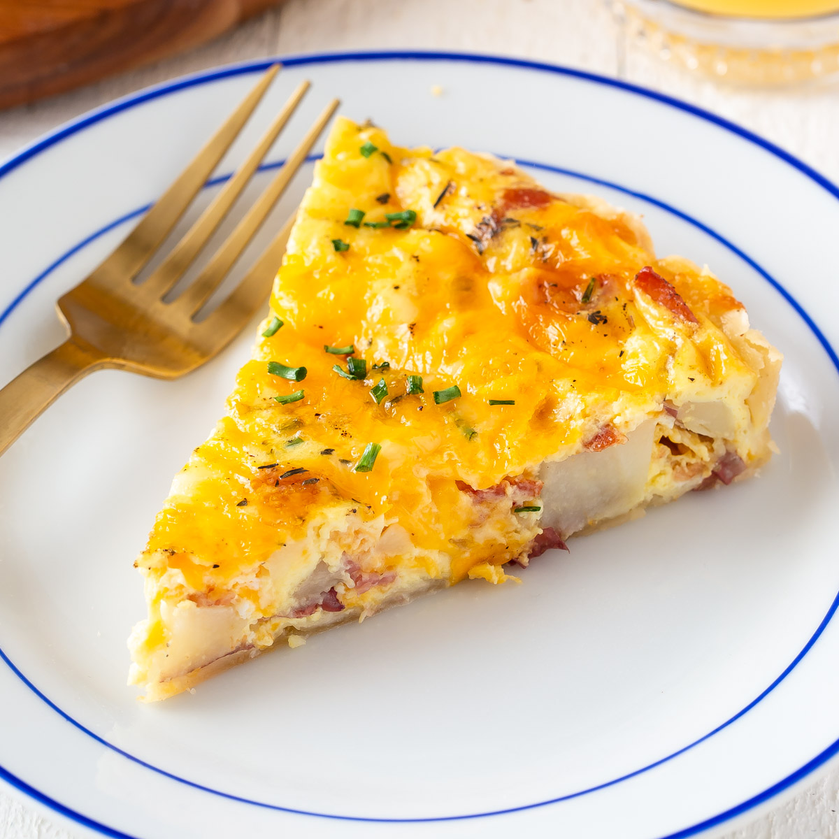 Easy Loaded Baked Potato Quiche Cooking on the Front Burner