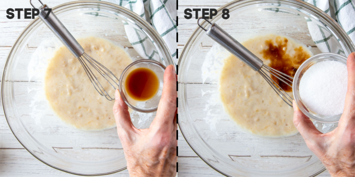 adding vanilla into banana bread batter