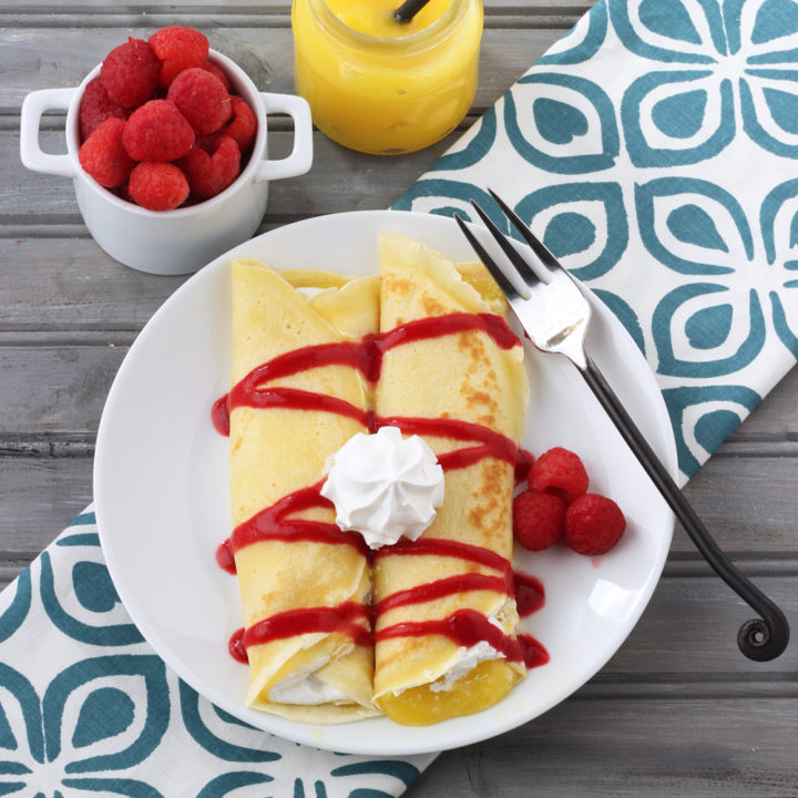 Lemon and Raspberry Crepes