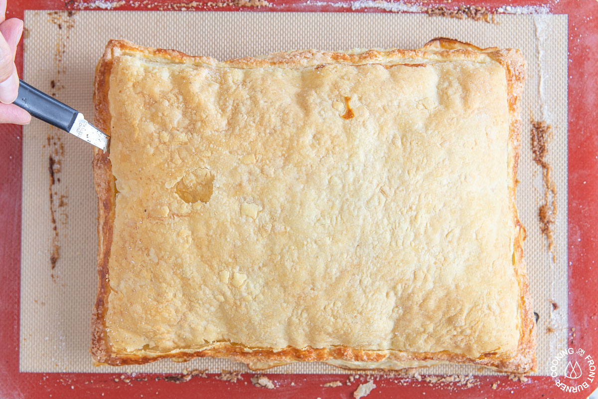 a baked puff pastry out of the oven