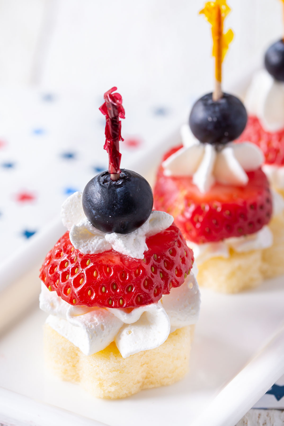 a plate with pound cake stackers