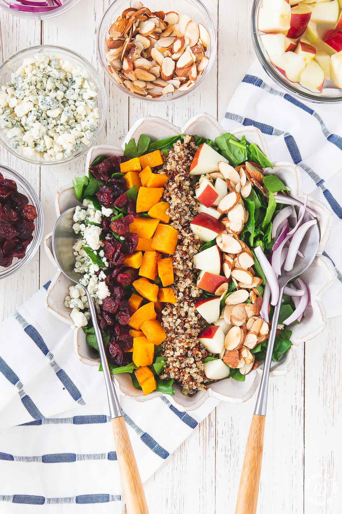 a bowl with chopped salad