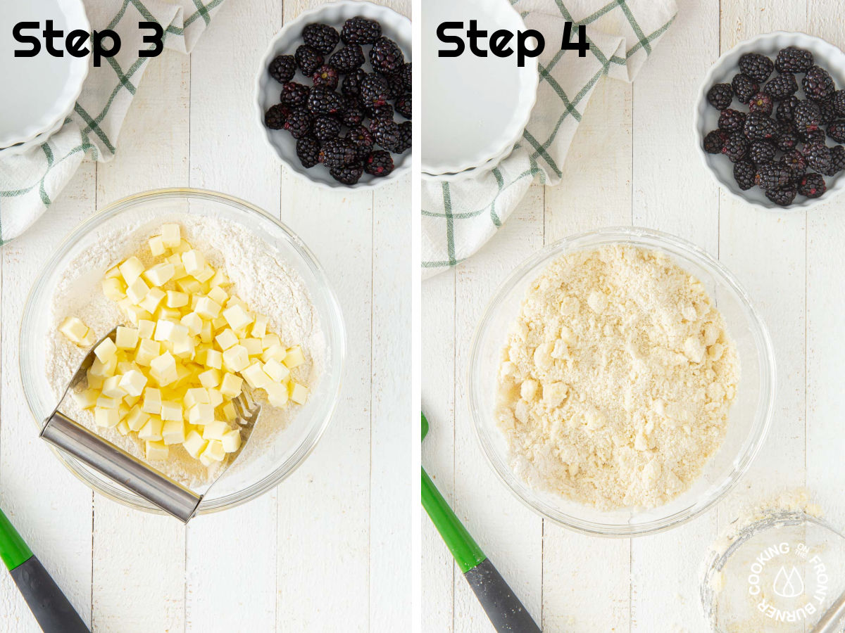 cutting butter in flour with a pastry whisk