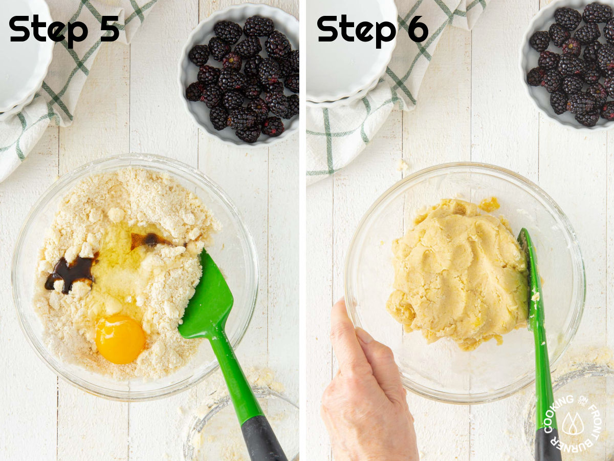 making a dough with flour and egg