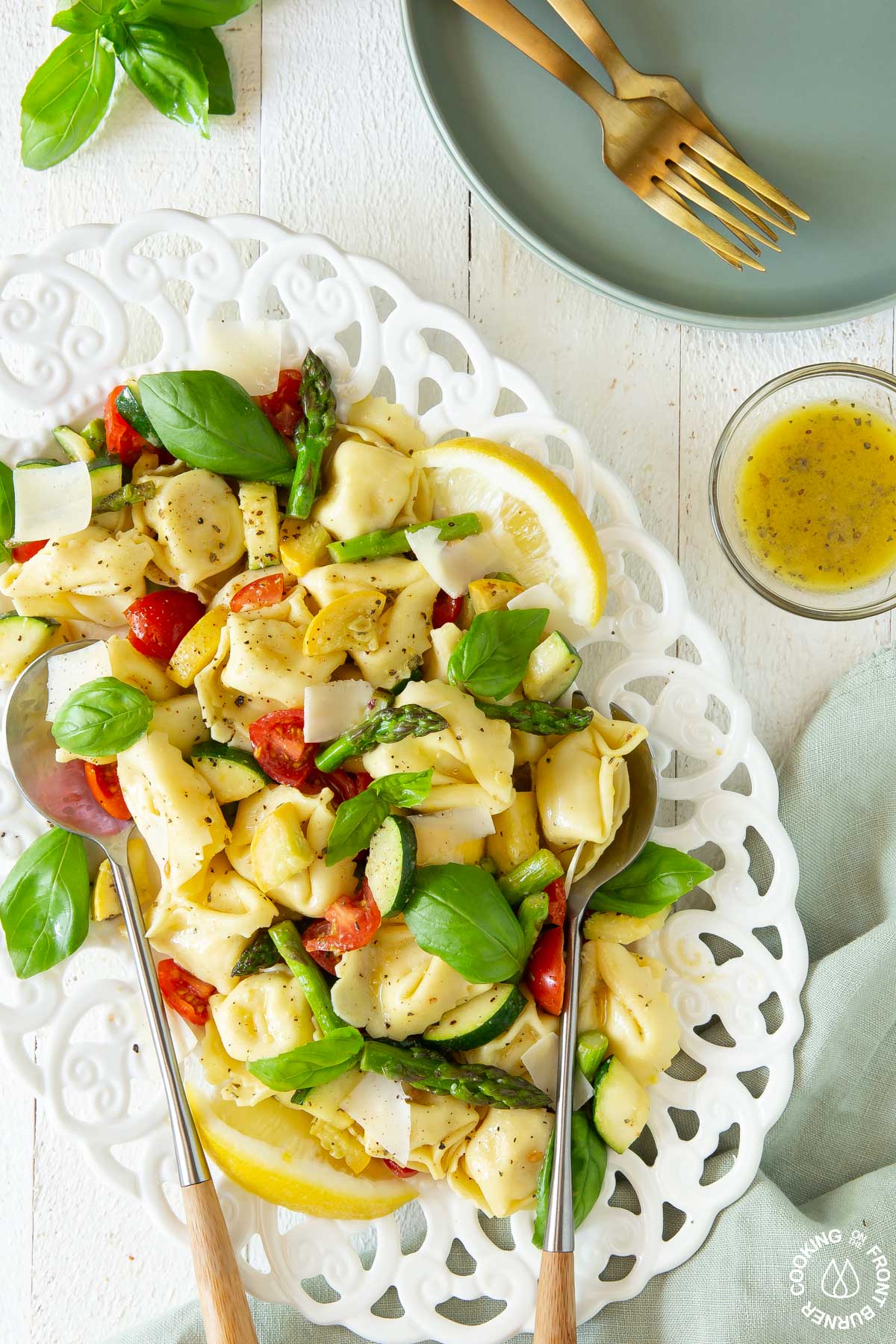 plate with tortellini salad