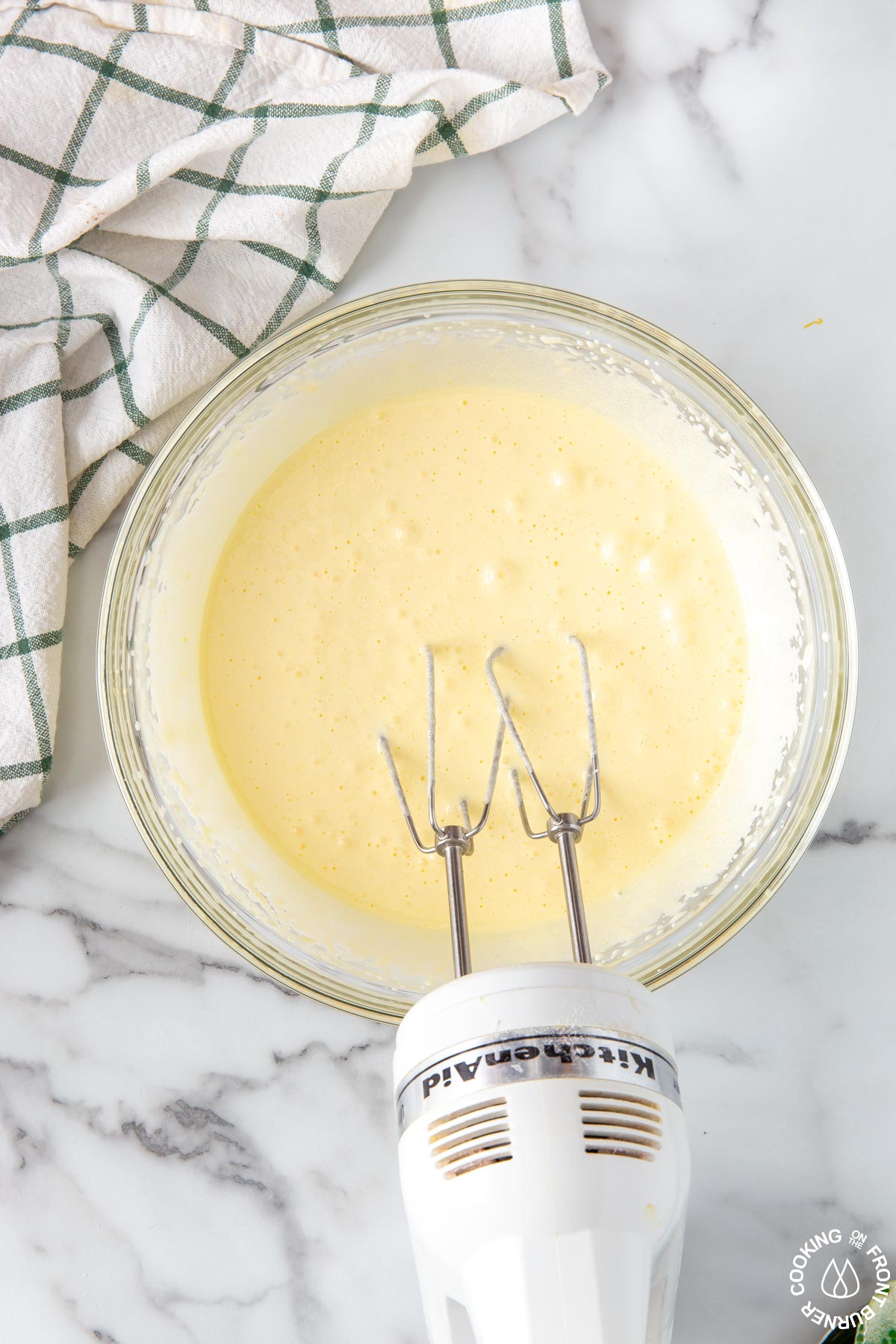 creamed sugar and eggs in a clear bowl