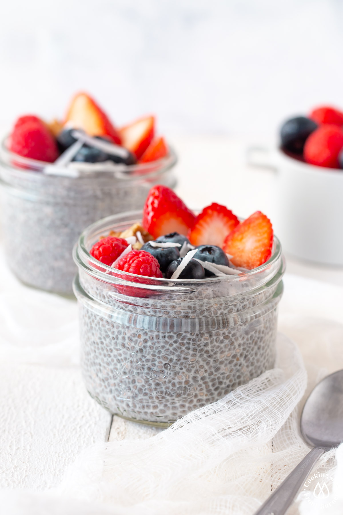 chia pudding in glass jars