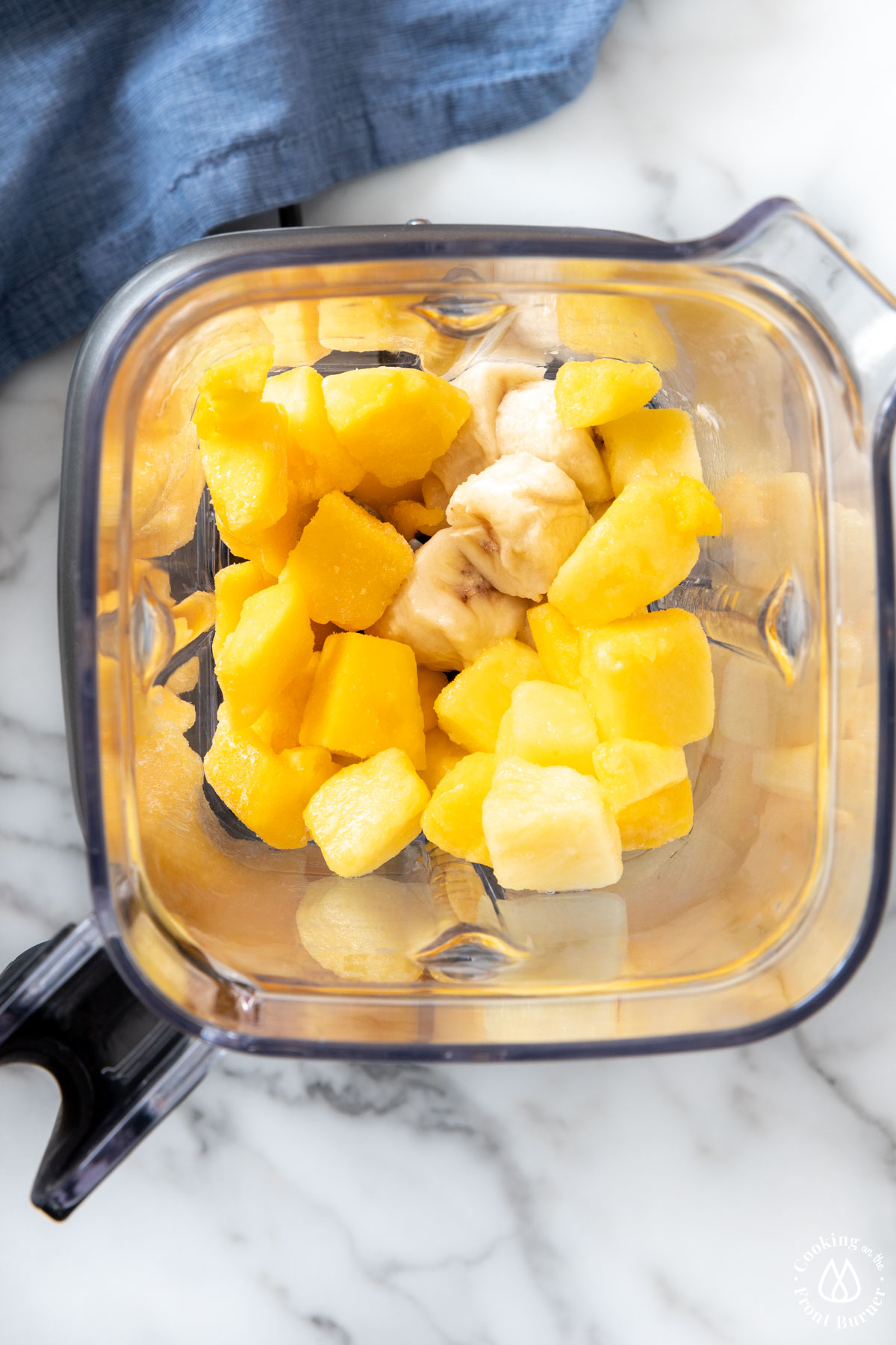 frozen mango pineapple and banana in blender