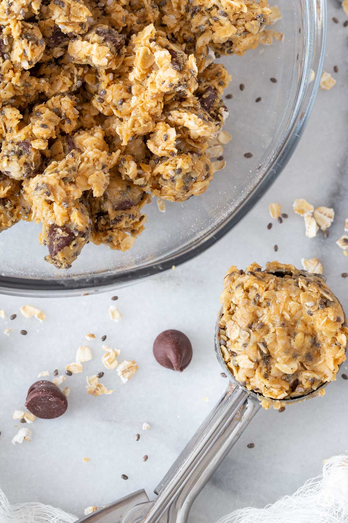 a scoop with peanut butter oatmeal energy bites