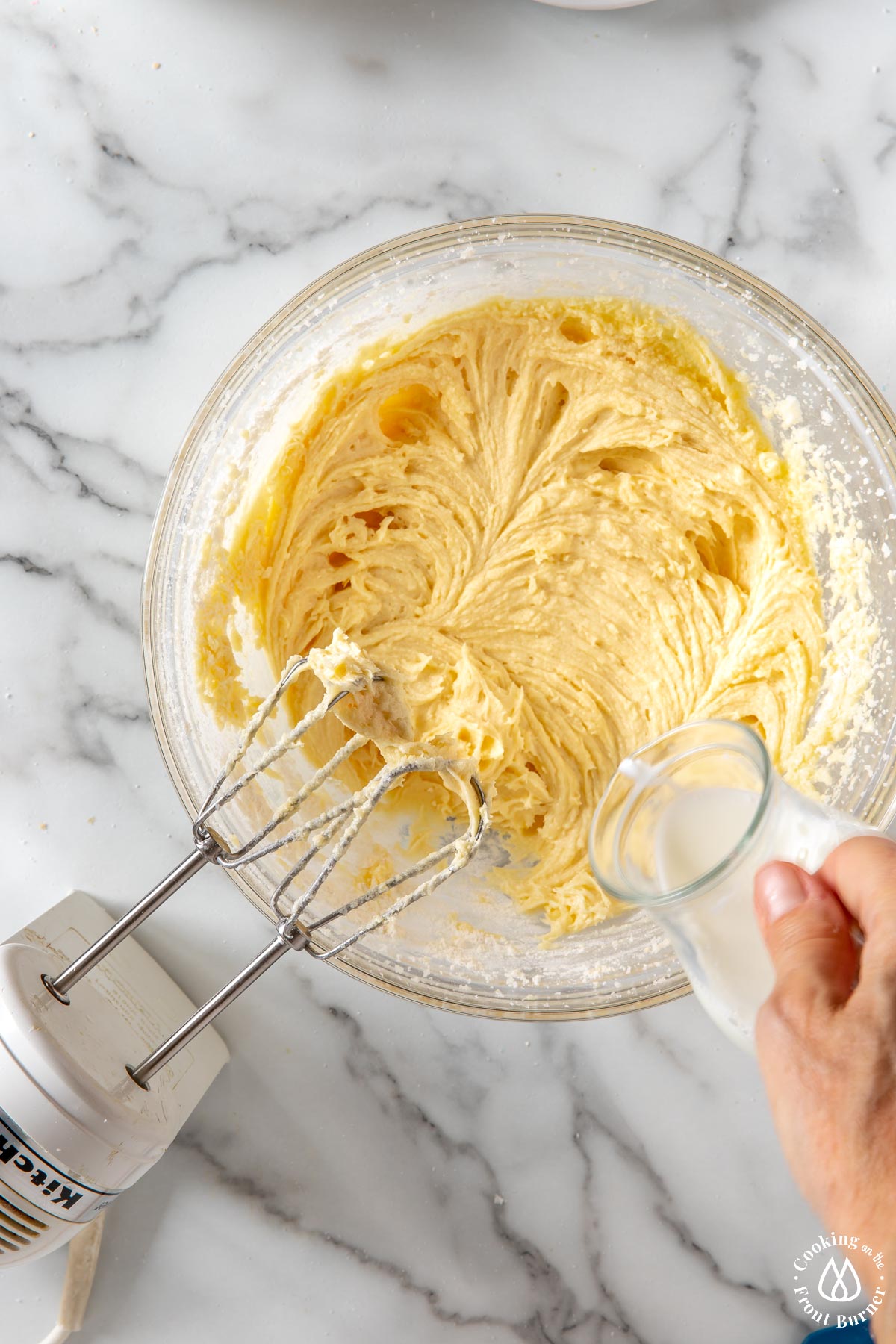 butter and sugar mixture with eggs