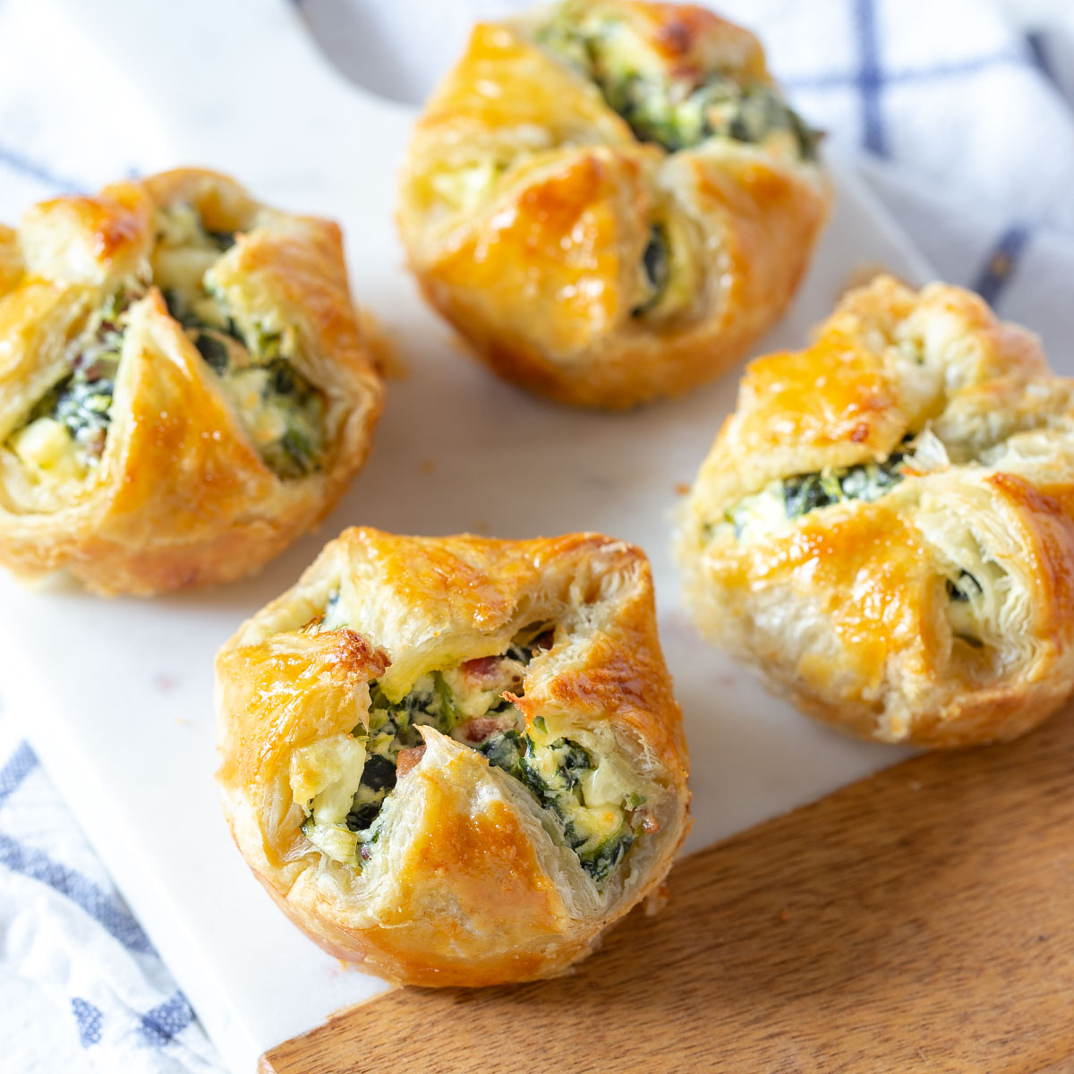 3-Ingredient Puff Pastry Bites with Roasted Red Peppers & Feta