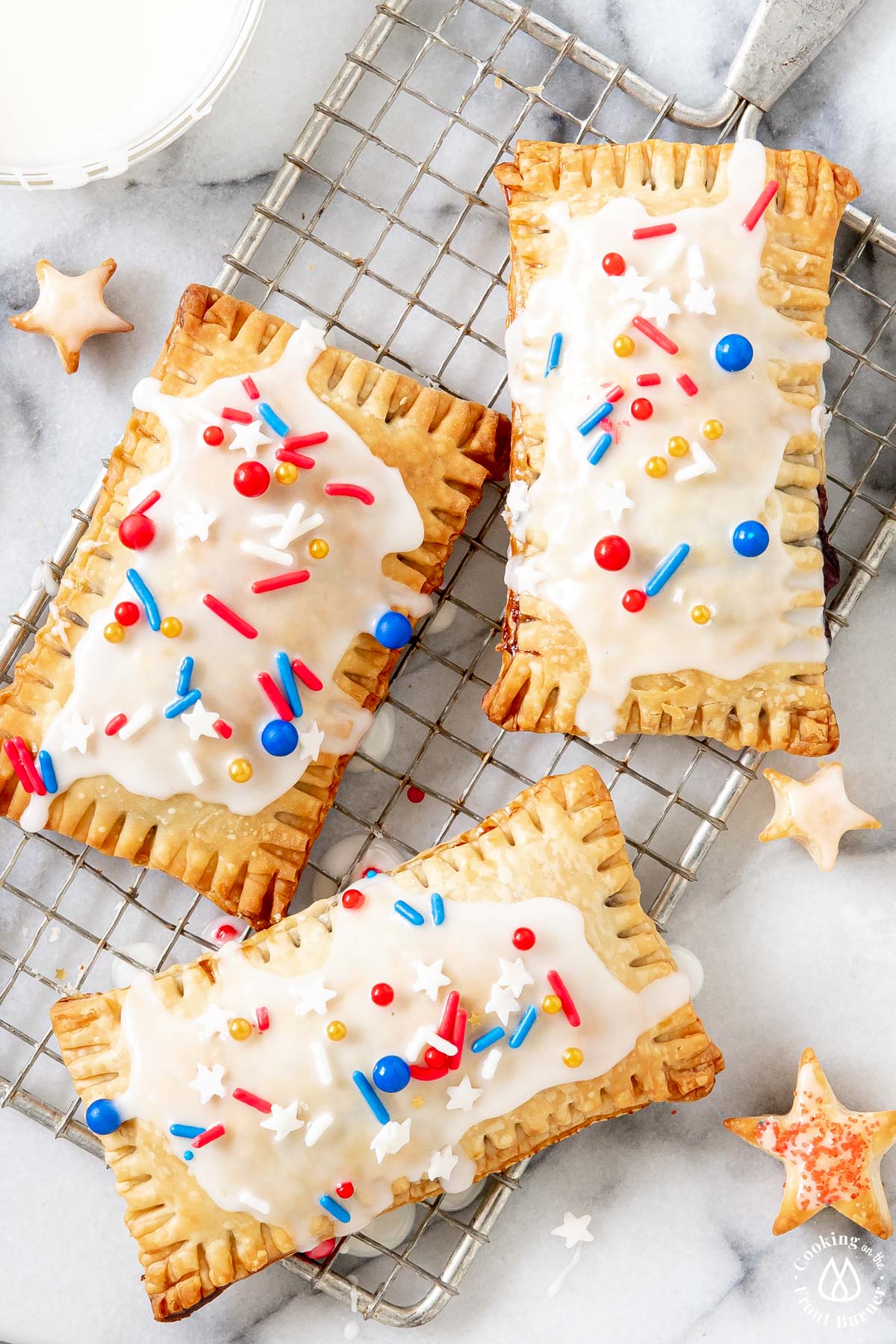 3 pop tarts on a wire board