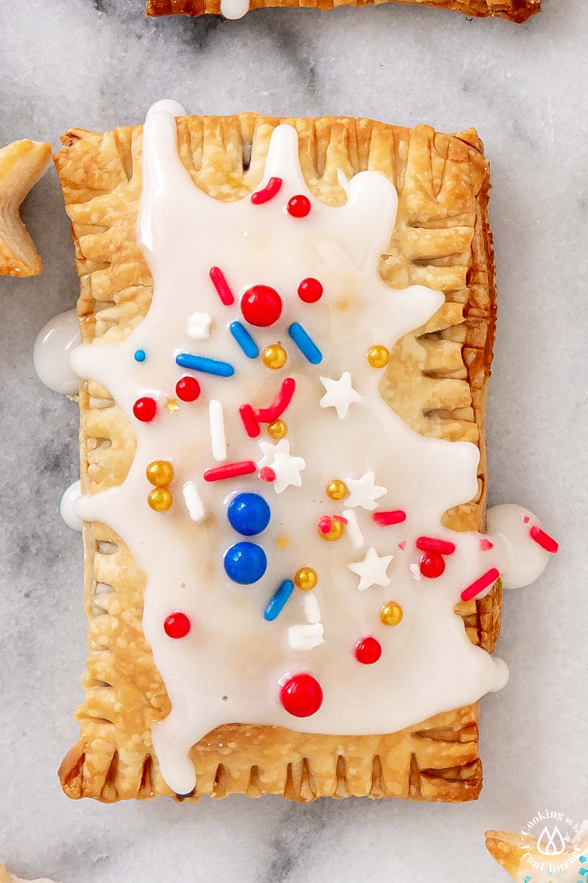 one pop tart with vanilla glaze and sprinkles