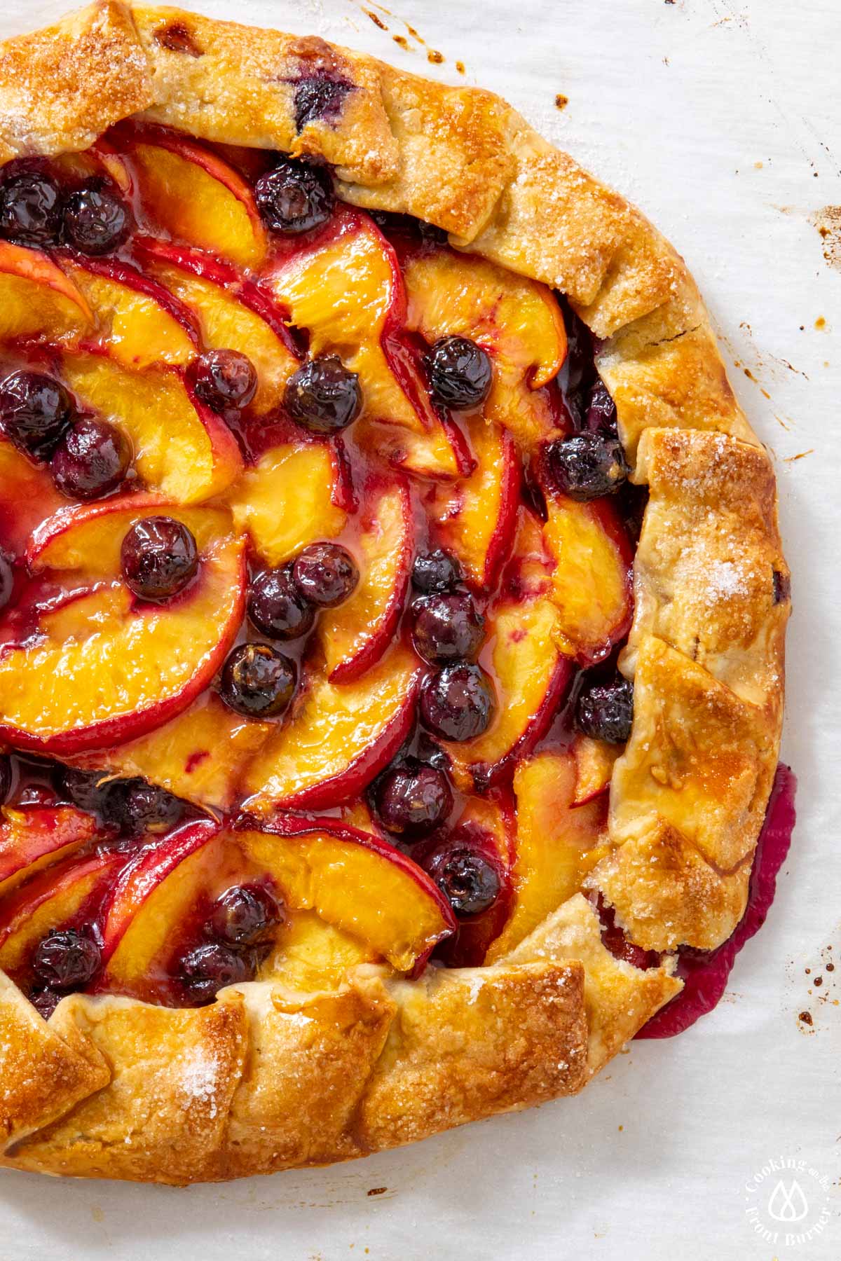 blueberry peach galette baked