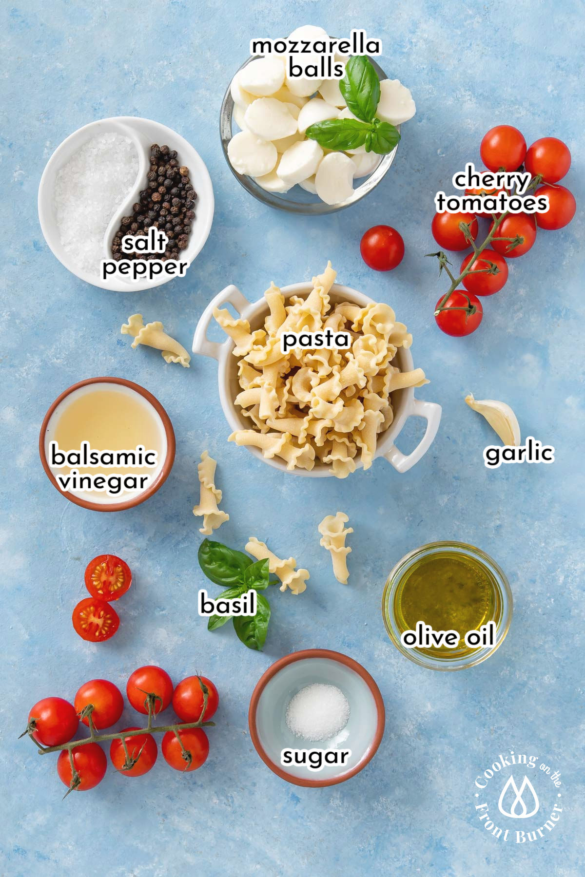 ingredients labeled on a board
