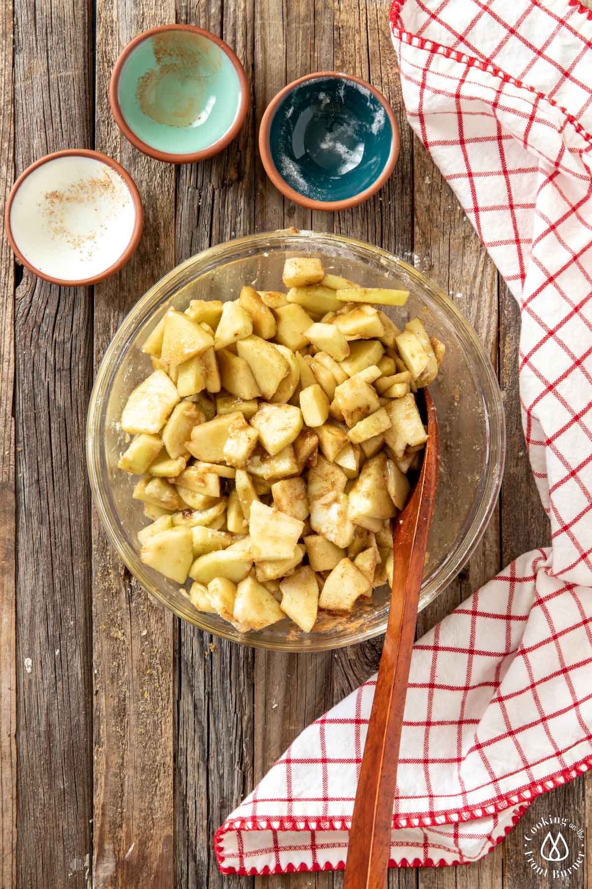 medium bowl with apple cinnamon mixture